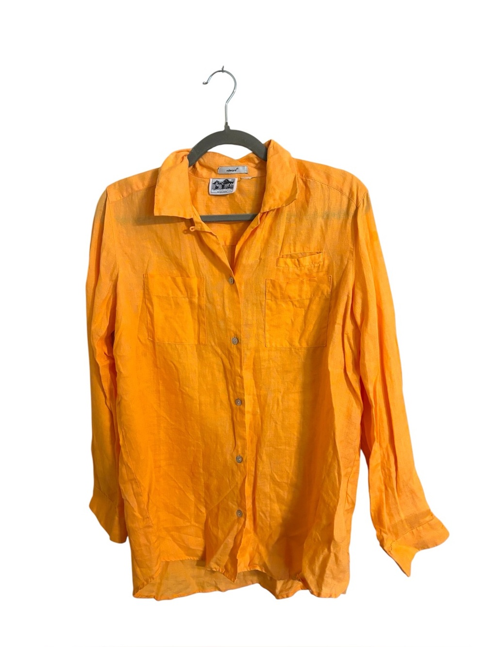 Edward Irish Linen Orange Button Up Womens Top